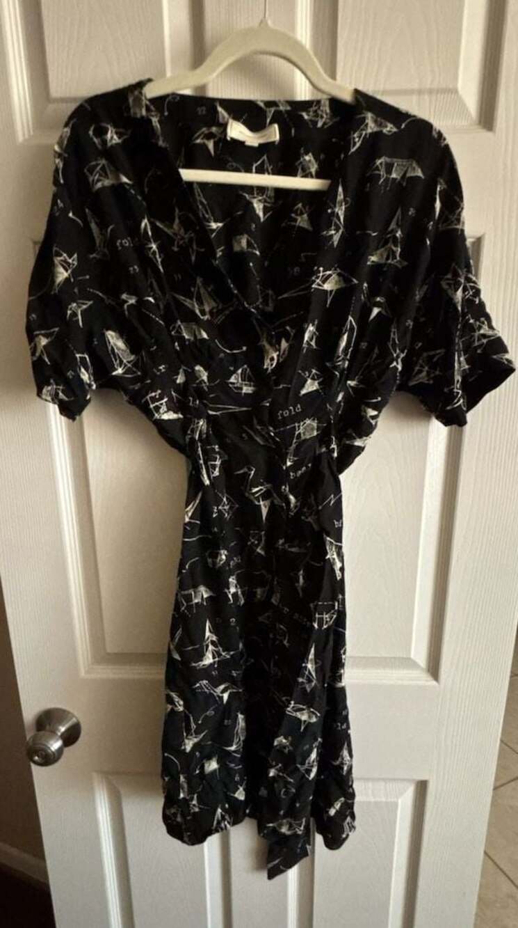 Anthropologie Moulinette Soeurs Many Folds Origami Print Silk Dress